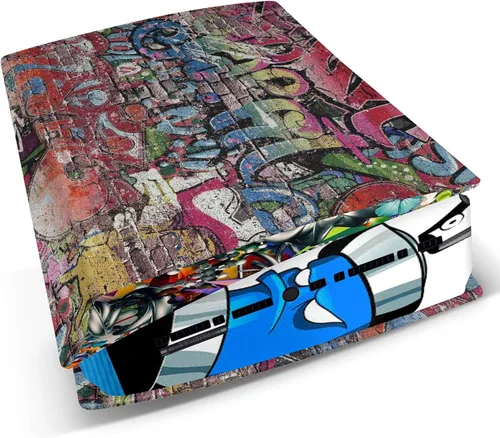 Vista 4 de GNG PS5 - Calcomanía de vinilo para consola digital con diseño de graffiti + 2 fundas para controladores