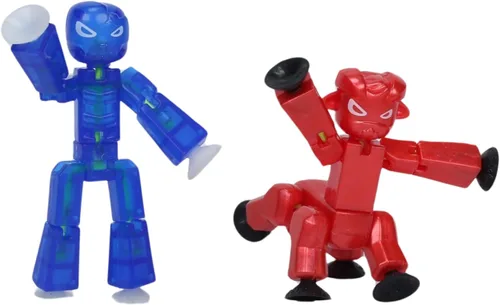 Vista 9 de Zing StikBot - Paquete doble de StarFrost Blue & Comet Red – 2 figuras de acción coleccionables posables, juguete de animación con ventosa
