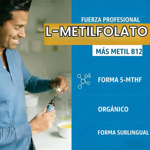 Vista 6 de L-metilfolato orgánico 15 mg + metil B12 1000mcg gotas líquidas, 60 porciones