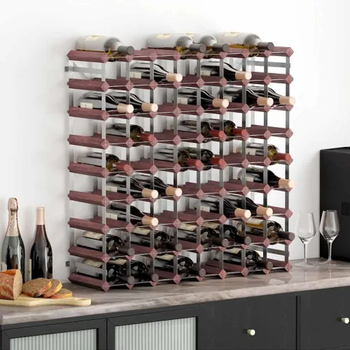 Vista 10 de 4 Tier Rustic Wine Rack for 12 Bottles, Brown Solid Pine Wood with Galvanized Steel Frame