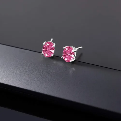 Vista 102 de Gem Stone King Aretes de oro de 14 quilates con piedra natal ovalada de 0.315 x 0.236 in Aretes de oro para mujer