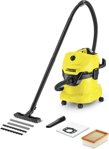 Vista 5 de Karcher WD4 aspiradora para agua y polvo, multiuso, con motor de 1800 V, diseño que ahorra espacio.