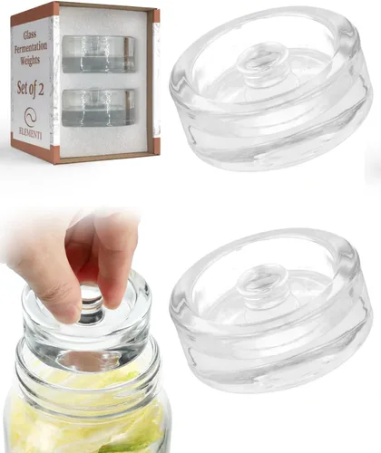 Vista 11 de Elementi Kit de fermentación – Juego de 2 pesos de fermentación de vidrio y tapas de fermentación de tarros Mason para tarros Mason de boca ancha