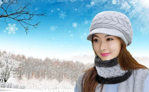 Vista 7 de HINDAWI Bufanda de invierno con visera, bufanda infinita, gorro de nieve cálido para mujer