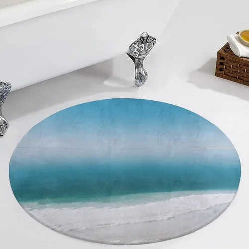 Vista 5 de Coral Velvet Round Area Rug 2' Non-Slip TPR Backing Carpet 0.2 Inch Low Pile Dead Sea Salt Flats Door Mat Washable Decorative Floor Rug for Bathroom