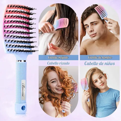 Vista 21 de Bsisme Juego de cepillos para el cabello, cepillo desenredante de Azul y morado.