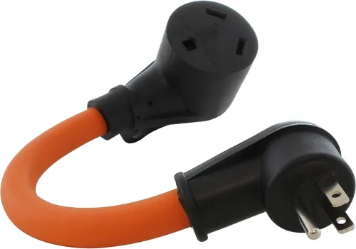Vista 15 de AC WORKS Generador a adaptador RV de 30 amperios (L5-20 20A 3 clavijas de bloqueo compacto) Amarillo