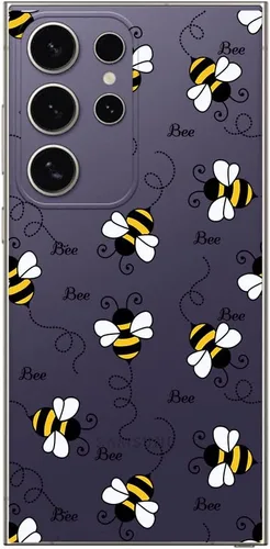 Vista 6 de Blingy's Funda para Samsung Galaxy S24 Ultra, para mujeres y niñas, diseño de abejas divertidas de moda, lindo estilo de animal, transparente