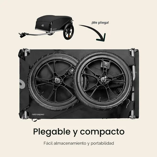 Vista 5 de Retrospec Rover Hauler - Remolque de carga para bicicleta, marco plegable con tela resistente a la intemperie y capacidad de 80 libras, remolque