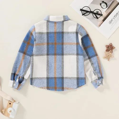 Vista 3 de Camisa de manga larga, con botones, a cuadros, franela roja, para recién nacido hasta los 6 años, unisex