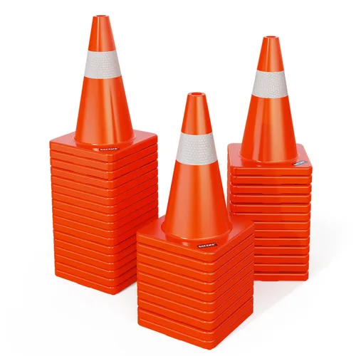 Vista 10 de BATTIFE Paquete de 6 conos de seguridad de tráfico de 18 pulgadas con collares reflectantes, cono de construcción naranja de PVC para el hogar
