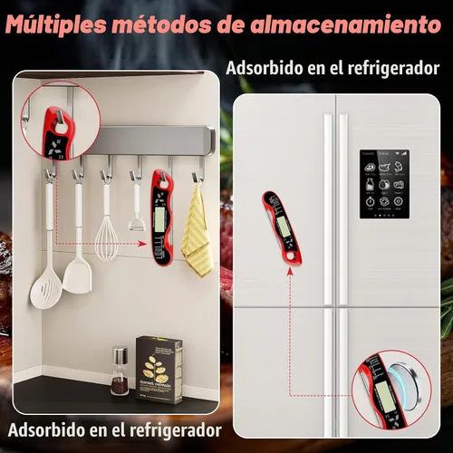 Vista 7 de Termómetro digital de la carne, termómetro impermeable de la comida IP67 Rojo