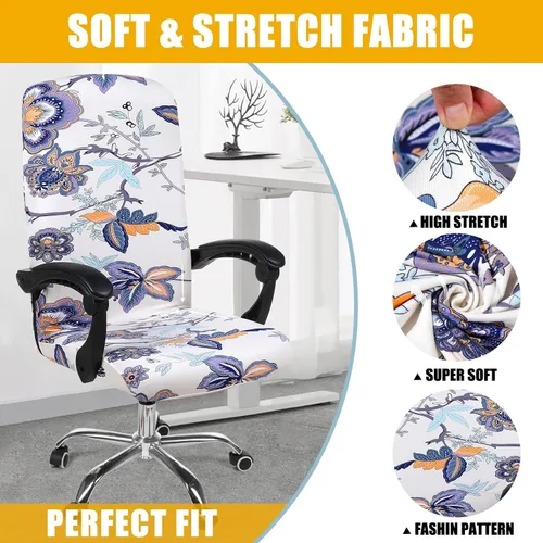 Vista 4 de Smiry fundas elásticas estampadas para silla de oficina de computadora, fundas universales para sillas giratorias de escritorio, extraíbles