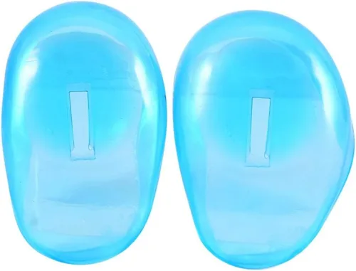 Vista 5 de 2 protectores de orejas azules para tinte para el cabello, orejeras de plástico antimanchas del tinte, protector reutilizable para las orejas