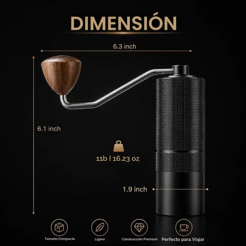 Vista 10 de Molinillo de café manual POPSWEETER C38 POPSWEETER C38 - Molinillo de café manual, rebaba de acero inoxidable de 1.496 pulgadas, más de 36 ajustes