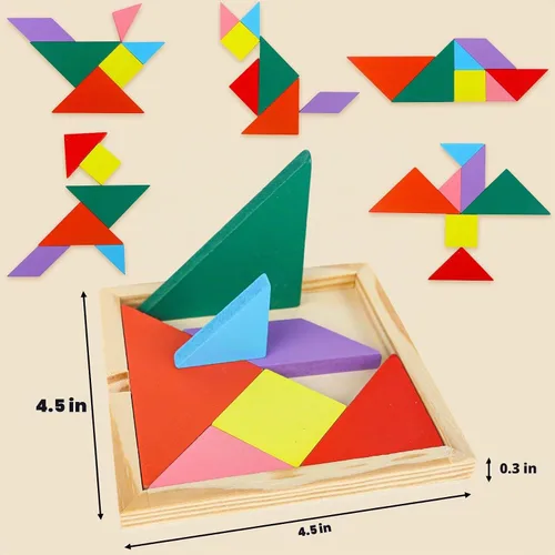 Vista 5 de 3 Otters Tangram Puzzle, de madera, 4PCS