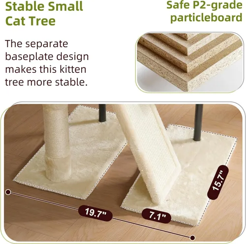 Vista 5 de Gitelsnour Árbol para gatos de interior, torre para gatos con poste rascador para gatos pequeños y gatitos, casa para gatos con plataforma superior