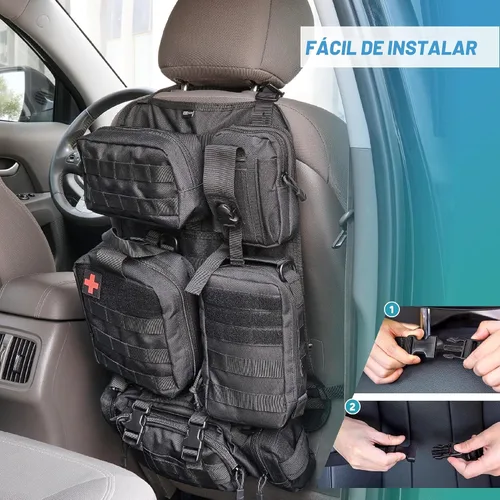 Vista 6 de STUFFSTASH Organizador táctico de respaldo de asiento de vehículo, organizador de panel Molle, bolsas de almacenamiento con 5 bolsas Molle