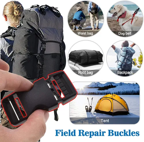 Vista 8 de 1 inch Buckle Strap Set with 10 Yards Webbing Side Release Plastic Buckle Negro