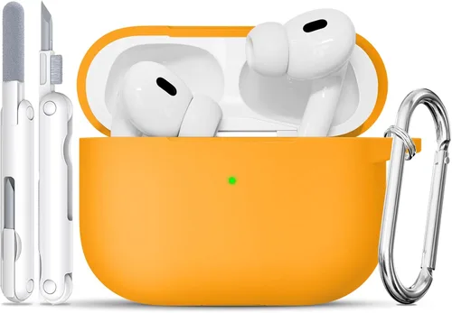 Vista 14 de Funda para AirPods Pro, funda de silicona suave compatible con Airpods Pro de 2ª/1ª generación para mujeres y niñas, con kit de limpieza y llavero 1