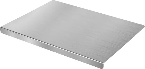Vista 2 de HUAKENER Tablas de cortar grandes de acero inoxidable para cocina, tabla de cortar con borde de encimera, tabla de cortar con alfombrilla