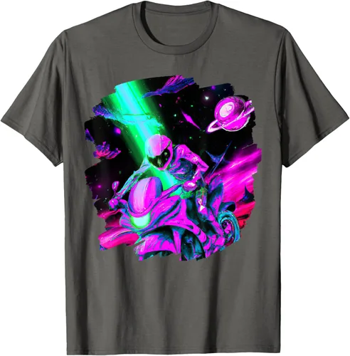 Vista 41 de Camiseta de motociclista espacial para motociclista astronauta, Negro, S