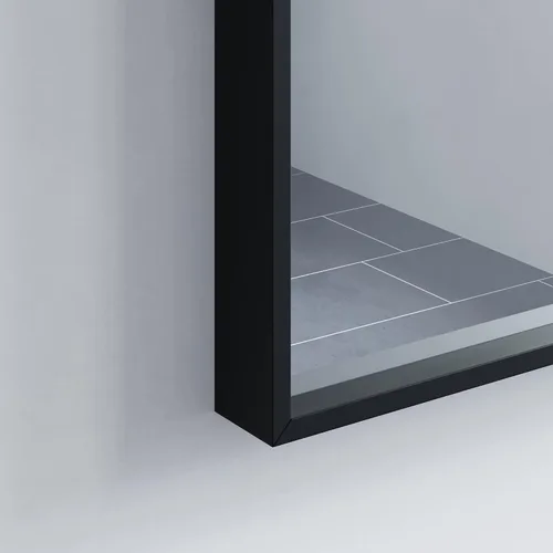 Vista 6 de Dowell Espejo de baño Espejo de pared rectangular con marco de metal Espejo de marco delgado Espejo de tocador de baño moderno - Negro 5004
