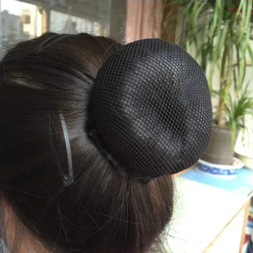 Vista 4 de 8 redes de pelo reutilizables para moño, red elástica con borde de flor para ballet, cubierta de moño de ballet, patinaje, gimnasia, actuación Negro