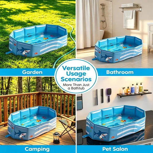 Vista 2 de Bañera para niños pequeños, bañera portátil y plegable para niños