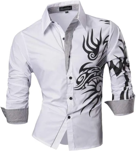 Vista 117 de jeansian - Camisas de manga larga de ajuste entallado para hombre (8397), con botones, informales y de vestir.