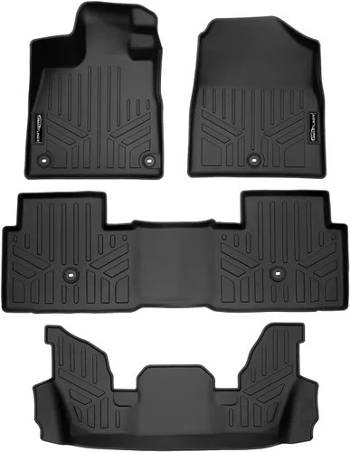 Vista 18 de SMARTLINER Juego de alfombrillas de piso de ajuste personalizado de 3 filas para Honda Pilot 2009-2015