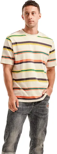 Vista 3 de KLIEGOU Camiseta a rayas con cuello redondo y ajuste holgado para hombre