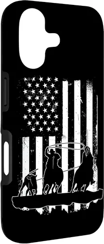 Vista 3 de USA Flag Team Roping Design Rodeo Western Horse Country Case for iPhone 17
