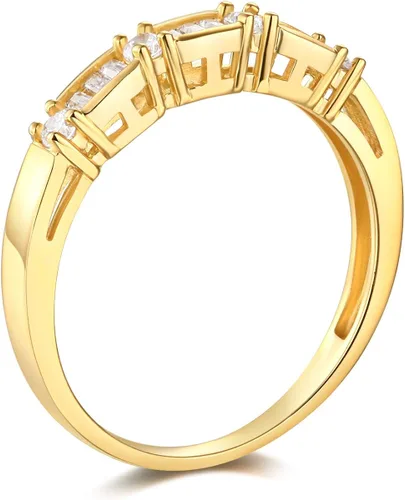 Vista 6 de Anillo de compromiso 14K oro SÓLIDO amarillo o blanco y set de 2 unidades de anillos de bodas