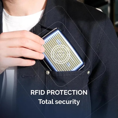Vista 42 de ÖGON -DESIGNS- Portatarjetas de aluminio, protección RFID contra fraude y desmagnetización, billetera compacta, funda inteligente modelo STOCKHOLM V1