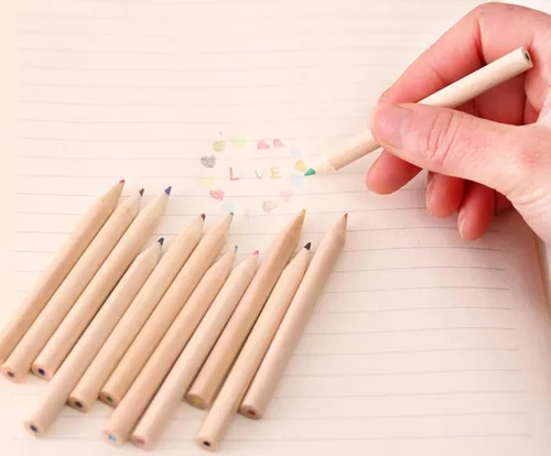 Vista 5 de Tergy - 8 paquetes de lápices de colores mini con sacapuntas en tubo, lápices de dibujo portátiles de arte de dibujos animados para niños y adultos