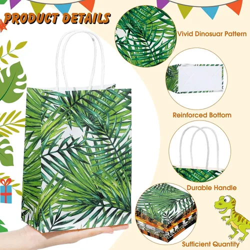 Vista 4 de 24 bolsas de regalo con estampado de animales, safari, selva, fiesta, bolsa con asa, bolsas de papel zoológico de animales para golosinas de vida