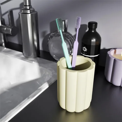 Vista 2 de Molde de hormigón Soporte para cepillo de dientes Molde de silicona DIY Accesorios de baño Set Herramientas de fabricación
