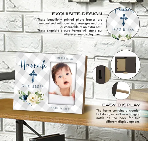 Vista 3 de Lifesong Milestones Marco de fotos personalizado para bautizo, regalos de bautismo para niñas, niños, padrinos, regalos de baby shower, baby shower