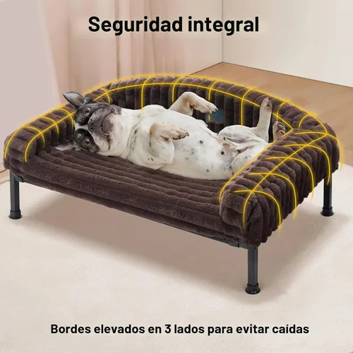 Vista 4 de Veehoo Cama elevada para perros con cojín de cojín, sofá cama de felpa esponjosa para perros pequeños, gatos, cuna elevada lavable para mascotas