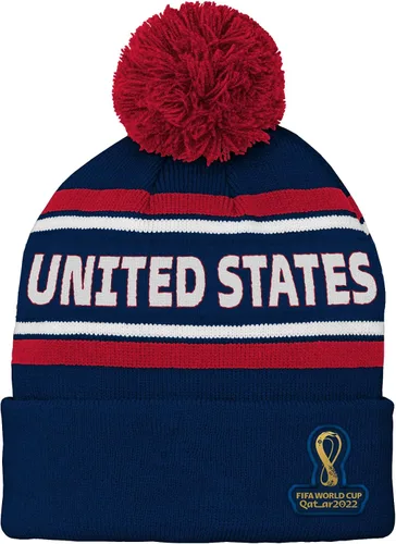 Vista 6 de Outerstuff Sombrero unisex para jóvenes de la Copa Mundial de la FIFA Country Premium Bobble Cuff Pom Hat Borgoña