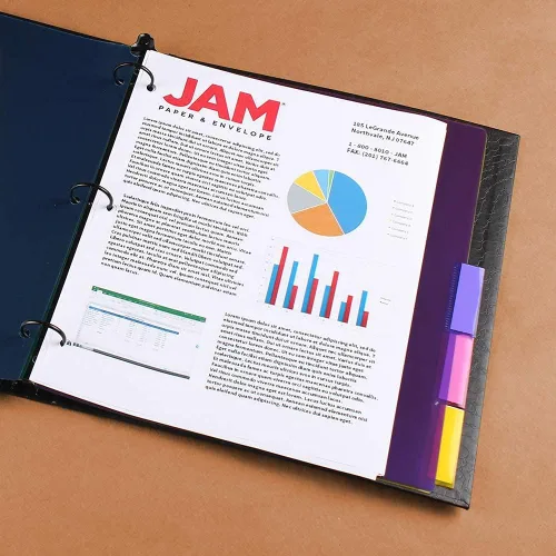 Vista 3 de JAM PAPER Separadores de Índice de Plástico de 5 Pestañas - 9 3/4 x 11 1/2 pulgadas - Multicolor Surtido - 5 Separadores con Pestañas/Paquete