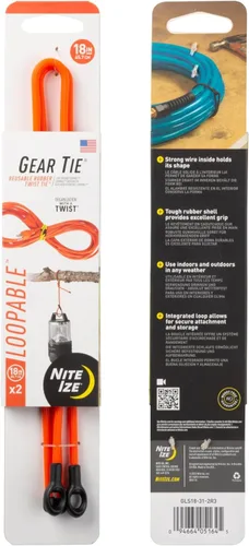 Vista 7 de Nite IZE Gear Tie Loopable, el original lazo de goma reutilizable con lazo integrado resistente, 12 pulgadas, negro, paquete de 2, fabricado