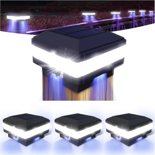 Vista 9 de Luces solares para postes al aire libre, luces solares impermeables para postes de valla de 4 x 4, 5 x 5, 6 x 6, luz LED de iluminación blanca