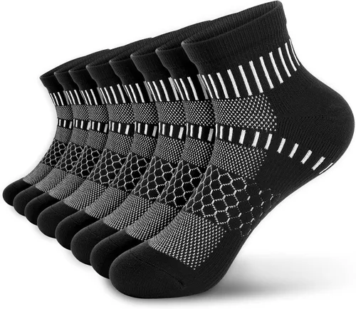 Vista 14 de IRAMY Calcetines de compresión de tobillo para hombres y mujeres, acolchados, para correr, atléticos, alivio de la fascitis plantar, 2/4/6 pares