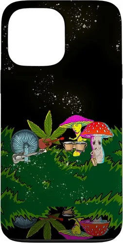Vista 24 de Jamming Mushrooms Weed - Carcasa para iPhone 17, diseño psicodélico de cannabis 420