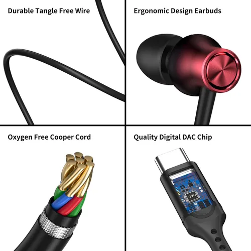 Vista 6 de Auriculares USB C para iPhone 17 Pro Max 16 15 17e 16e Auriculares magnéticos con cable para Samsung S26 Ultra S25 FE S23 A17 A36 Auriculares