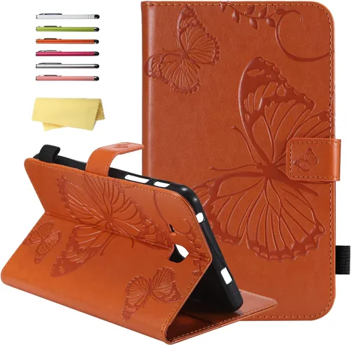 Vista 11 de Funda para Samsung Galaxy Tab A 7.0 2016 (SM-T280/T285) con portalápices [Encendido/apagado automático] Folio Stand Smart Magnetic Wallet Embossed