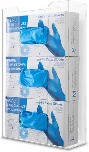 Vista 11 de Stock Your Home Dispensador doble de guantes acrílicos, estante para caja de pañuelos, soporte de pared para guantes, para cocina, armario