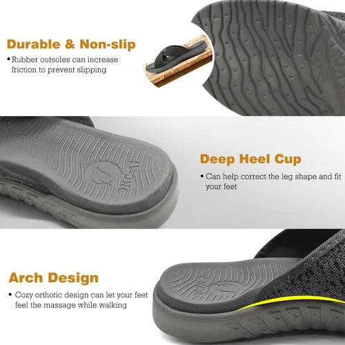 Vista 4 de ONCAI Sandalias cruzadas para hombre, soporte de arco, sandalias deportivas con plantilla ortopédica para fascitis plantar